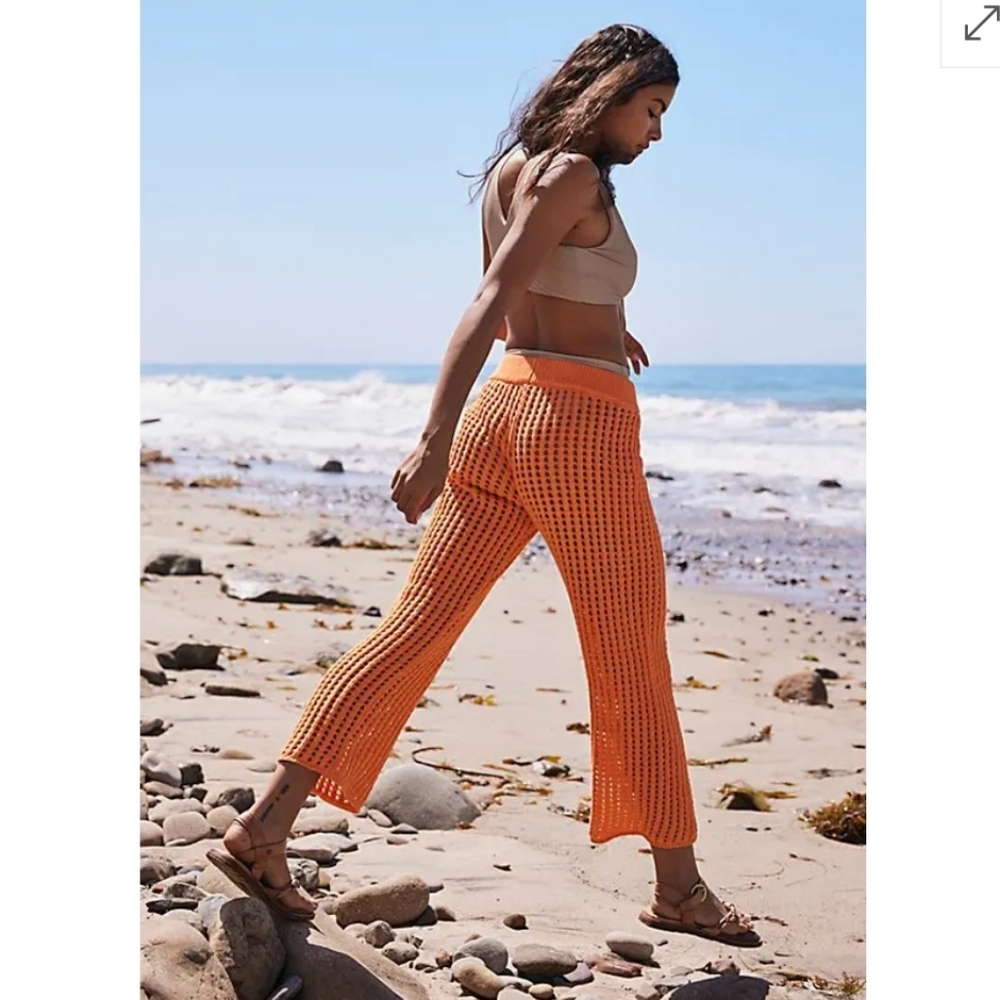 Free People Orange Crochet Pants